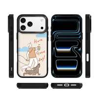 Coque de téléphone AG Feeling Black Edge avec motif Gilding Walk the Dog pour iPhone 17, 17 Pro Max, 16 Pro, 15 – Coque magnétique