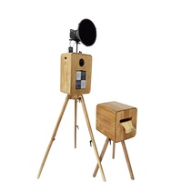 Photomaton vintage en bois pliable avec trépied, prise de vue multi-angles, support d'appareil photo intégré, divers modèles, reflex numérique, en libre-service