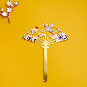 NOUVEAU Topper de gâteau en acrylique avec estampage doré, style chinois traditionnel, motifs lapin mignon, panda, <span class=keywords><strong>grus</strong></span> japonensis, éventail, Pâques, remise de diplôme - Product Image 4