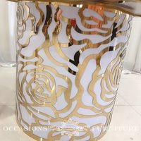 Meubles Occasions, table à gâteau en acier inoxydable doré Rose, diamètre 90 cm, pour mariage, fête