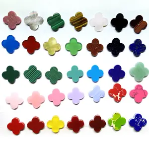 Fancy colour Synthetic Turquoise stones Pink blue red green Four Leaf Clover Loose Gemstone