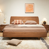 Lit en bois de noyer noir d'Amérique du Nord, nouveau style chinois, lit double flottant de 1,8 m pour chambre principale, lit minimaliste nordique en bois massif