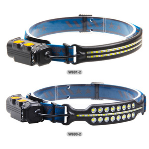 W691-2 W690-2 ไฟหน้าแบบ LED แบบชาร์จไฟได้ ปรับความสว่างได้ กันน้ำ ปรับได้ แสงสำหรับใช้งานกลางแจ้ง พร้อมแสงสีแดงสีขาว - Product Image 1