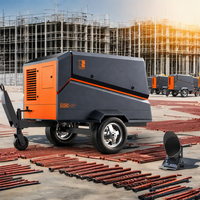 Compresseur d'air diesel portable 55 kW 10 bars, compresseur à vis rotatif remorquable pour le sablage industriel et le nettoyage de surfaces