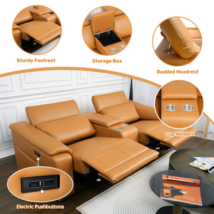 OEHOME Modern Power Recliner <b>Sofa</b> Set 4-Seat Modular Sectional Storage Console USB Ports Polyester Tufted Upholstered - Product Image 5