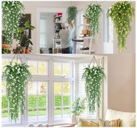 Décoration murale en eucalyptus et camélia simulés, pour la maison, le salon, le magasin, le mur, le plafond, vigne de fleurs simulées