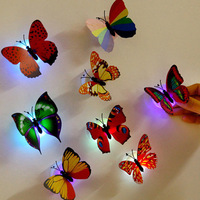 Dekorasi Pesta Natal Ulang Tahun Warna-warni Grosir Pabrik Stiker Lampu Kupu-kupu LED 3D Artifisial