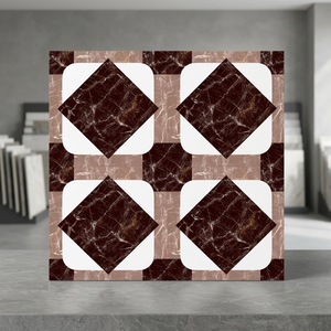 Carreaux de sol en céramique de porcelaine émaillée de fabrication indienne, 40x40 cm, aspect marbre, style rustique, pour sols intérieurs - Product Image 3