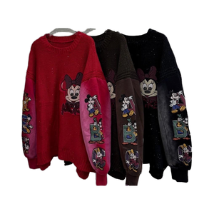 Robe de rue Y2K pour femme, fabriquée sur mesure, entièrement zippée, en tricot doublé, écologique, en molleton bouclé, effet vieilli, broderie de dessin animé - Product Image 2