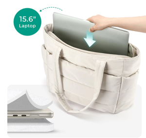 Bolso Tote Acolchado Grande, Bolso de Hombro Ligero Resistente al Agua con Múltiples Bolsillos para el Trabajo, Viajes y Uso Diario - Product Image 6