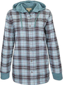 Vestes boutonnées personnalisées pour femmes avec logo, design à double couche, flanelle à l'intérieur, tissu éponge français à l'extérieur, sweat à capuche vintage à carreaux - Product Image 2