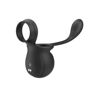 Sistema indossabile controllato da App maschile 9 modalità di vibrazione sacchetto a sfera rotolamento IPX7 Silicone impermeabile P-stimolatore anello pene nero - Product Image 2