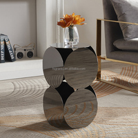 Table d'appoint ronde en acier inoxydable argenté avec finition dorée, design unique, mobilier moderne pour la maison, table d'angle pour canapé, pour hôtel