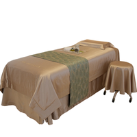 Ensemble de draps de massage fonctionnels en satin de soie doux et luxueux, 4 pièces, couleur kaki, pour lit de beauté, respectueux de la peau