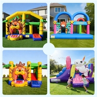 Petit château gonflable avec toboggan, château gonflable licorne, château gonflable extérieur commercial