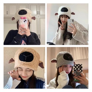 Automne hiver femmes de haute qualité mode bonnets casquettes doux chaud arc-en-<span class=keywords><strong>ciel</strong></span> rayure Animal oreillettes nouveau Crochet Design Dot arcs - Product Image 3