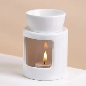 YUANWANG Aroma bianco profumo essenziale cera di aromaterapia fusione Tealight scaldapiatti bruciatore a olio di crostata in ceramica