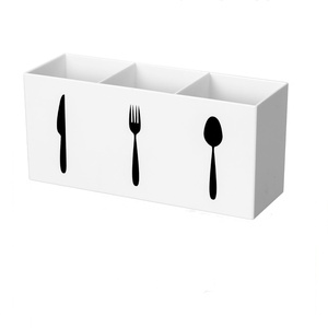 Boîte de <span class=keywords><strong>rangement</strong></span> moderne en plastique acrylique à 3 grilles pour argenterie <span class=keywords><strong>Vaisselle</strong></span> rectangulaire Cuisine Restaurant Stockage des aliments Aluminium - Product Image 6