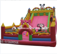 Château gonflable géant Mickey Cartoon avec toboggan, combo commercial, aire de jeux gonflable pour enfants, idéal pour la location événementielle
