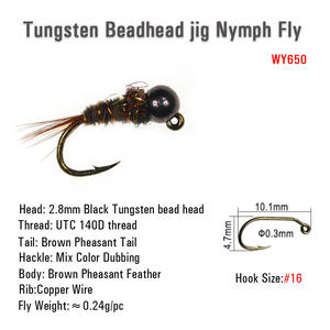 Têtes de jig en tungstène barbelées, nymphes à descente rapide, mouches de pêche à la truite, nymphes européennes, leurres artificiels pour la pêche en rivière - Product Image 3