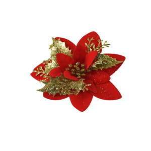 Adornos Colgantes de Flores Navideñas en Dorado, Plateado y Rojo, de Plástico y Tela, Decoraciones Festivas - Product Image 5