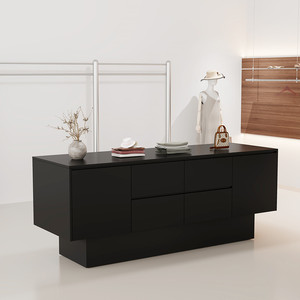 Comptoir de réception moderne noir avec console et tiroirs de rangement pour hall d'entrée de magasin de détail - Product Image 4