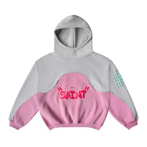 <b>Men</b> Autumn Vintage Embroidered Graphic Hoodie for <b>Grey</b> Patchwork Oversized Polyester/Cotton Pullover <b>Sweatshirt</b> - Product Image 2