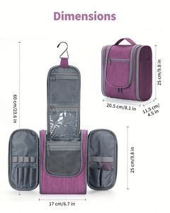 Dark Purple Hanging Toiletry <b>Bag</b> Women Travel Makeup <b>Bag</b> Organizer Toiletries <b>Bag</b> for Travel Essentials <b>Accessories</b> - Product Image 6