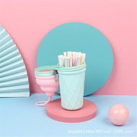Étui à crayons en silicone tendance en forme de crème glacée, pochette de papeterie, sac de rangement pour enfants, facile à nettoyer et écologique, cadeaux pour enfants
