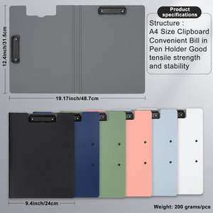 Porte-documents pliables en plastique avec double clip à profil bas, porte-documents de rangement pour papier <span class=keywords><strong>A3</strong></span> A4 - Product Image 2