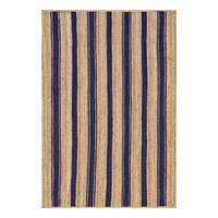 Tapis d'intérieur en jute naturelle à rayures blanches et noires tressés à la main pour salon, maison, hôtel, complexe hôtelier