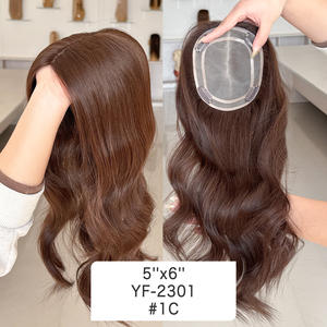 ท็อปเปอร์ผมแท้สีน้ำตาลเข้มแบบดิบ รัสเซีย  ฐานโมโน 5x6  ท็อปเปอร์ผมแท้สำหรับผู้หญิง พร้อมส่ง - Product Image 4