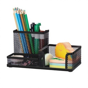 Organisateur de bureau en maille JM9058 avec porte-crayons, paniers de rangement pour accessoires de bureau, 3 compartiments / porte-stylos en métal - Product Image 2