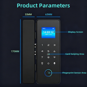 Emergency Power Supply Indoor Tuya APP Fingerprint Password Card Swipe <b>Remote</b> Optional Unlock Smart Glass Door <b>Lock</b> - Product Image 5