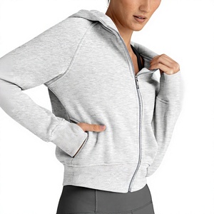 Custom Logo Full Zip Womens <b>Hoodie</b> <b>Lightweight</b> Cotton Fleece Casual Jacket Hooded Sweatshirt Winter Warm Athletic Outerwear - Product Image 3