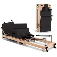 Máquina de Pilates Power Gym Pro Core, Equipo de Ejercicio de Grado Profesional, Madera de Arce, Máquina Reformer de Pilates Multiusos Plegable