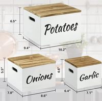 Ensemble de récipients de stockage de cuisine blancs de ferme bac de stockage de pommes de terre en bois oignon ail avec couvercle
