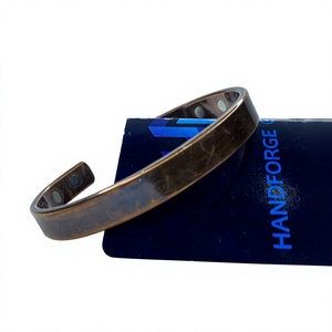 Vintage <b>Copper</b> Alloy Magnetic Adjustable Geometric Cuff <b>Bangle</b> for Unisex Arthritis Pain Relief with Antique <b>Copper</b> Plating - Product Image 3