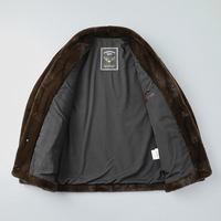 Veste en fausse fourrure de vison noire pour homme, avec fermeture éclair et col, design épais pour une chaleur accrue. Manteau court en vison d'hiver