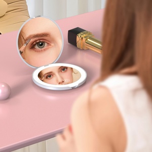 LED Smart Touch Screen Lighted Compact Mirror Magnifying Portable Mirrors Pocket Folding <b>Makeup</b> <b>Vanity</b> Mirror Custom Logo - Product Image 5