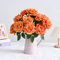 Head Diamond Rose Kunstbloemenboeket Realistische neprozen voor bruiloft Bloemstuk Thuis Tafeldecoratie