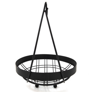 Wire Fruit Basket With Banana Hook Black <b>Standing</b> Type Bowl Shape For Home Kitchen Storage FB-1041-HY - Product Image 4