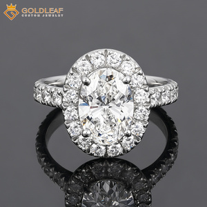 Bague de mariage en or 10k, 14k, 18k avec diamant de laboratoire ovale taille VVS2 CVD HPHT certifié IGI, personnalisée par Goldleaf Jewelry - Product Image 6