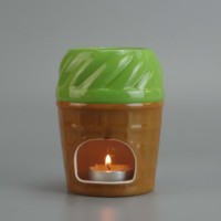Vente en gros de brûleur de cire et d'huile en céramique personnalisé en forme de crème glacée pour diffuseur d'encens, d'aromathérapie et porte-encens