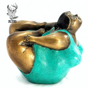 Décoration de jardin d'extérieur, grande statue de femme corpulente en métal, sculpture en bronze, femme corpulente en <span class=keywords><strong>yoga</strong></span> à vendre - Product Image 5