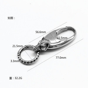Yunnique – porte-clés en acier inoxydable en forme de tête de loup, pendentif en forme d'animal, cadeau unisexe, GZY-K0696 - Product Image 4