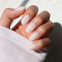 Uñas Postizas Ecológicas de ABS, 32 Piezas, Color Marfil Lechoso, Almendradas, Brillantes, Sólidas, para Uso Decorativo Femenino, Venta al Por Mayor