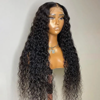 Perruque Lace Frontale Transparente 13x4 Effet Vague d'Eau en Cheveux Humains, Sans Colle, Densité 180%, Pré-Pluckée pour Femmes