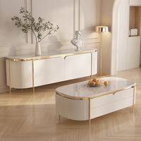 Meubles de salon modernes YSS Table basse de table en marbre véritable naturel de luxe/Table basse à pieds en métal en acier inoxydable