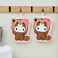 Cute Cartoon Kuromi Cinnamoroll Coral Velvet Hanging Hand Towel for Children Quick-Dry Thick Kitchen Towel